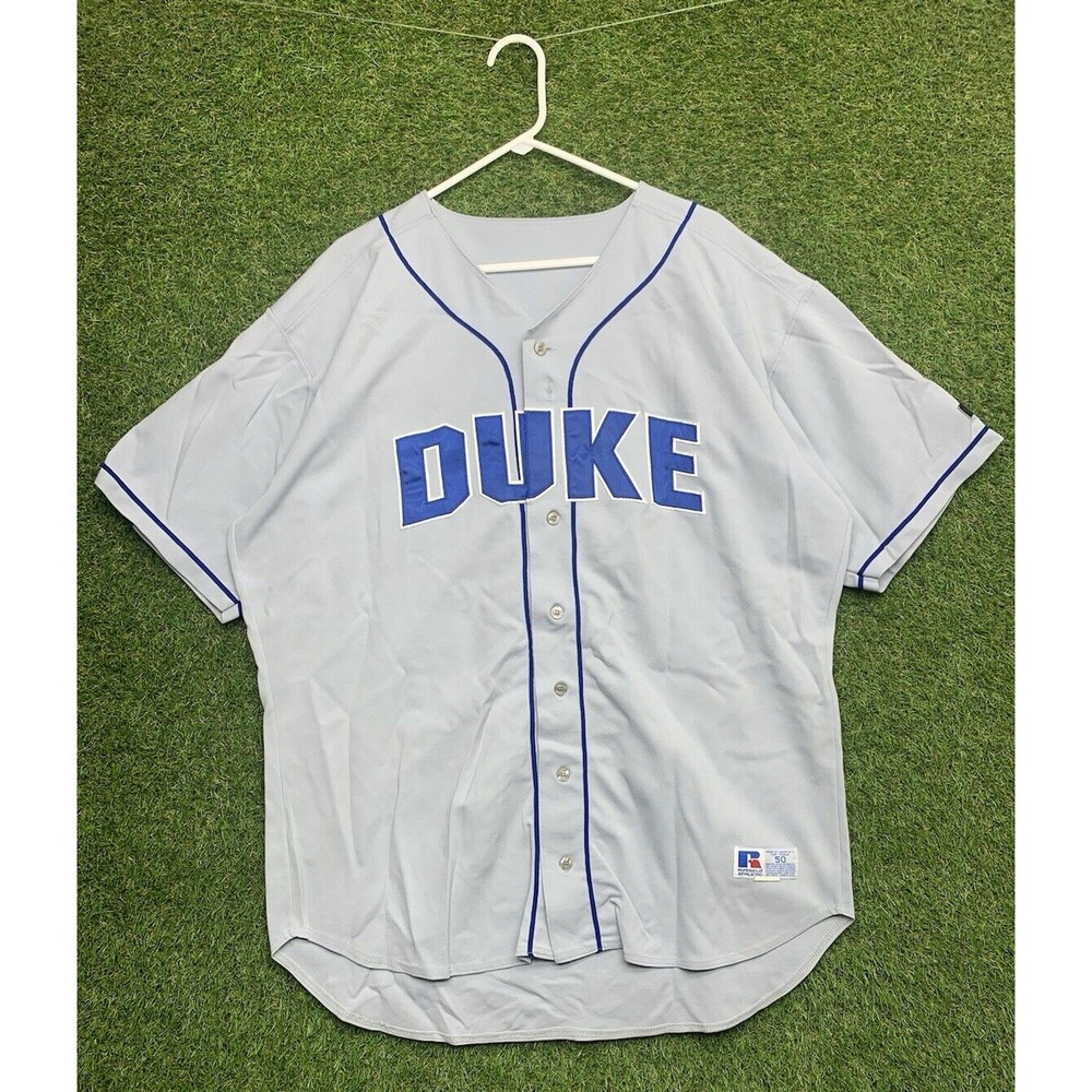 Duke Blue Devils Jersey Mens 50 Gray Russell Athletic Baseball Vintage Y2K #42